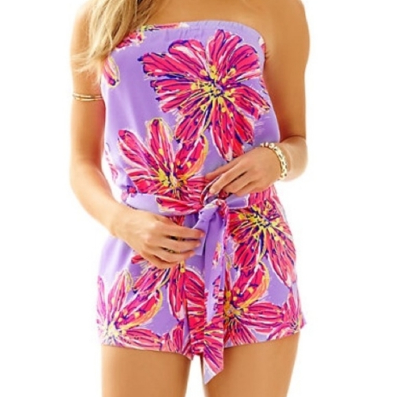 Lilly Pulitzer Pants - Lilly Pulitzer Ritz Romper Dahlia Purple Party Girl size small